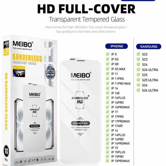 HD FULL COVER  TRANSPARENT TEMPERED GLASS
